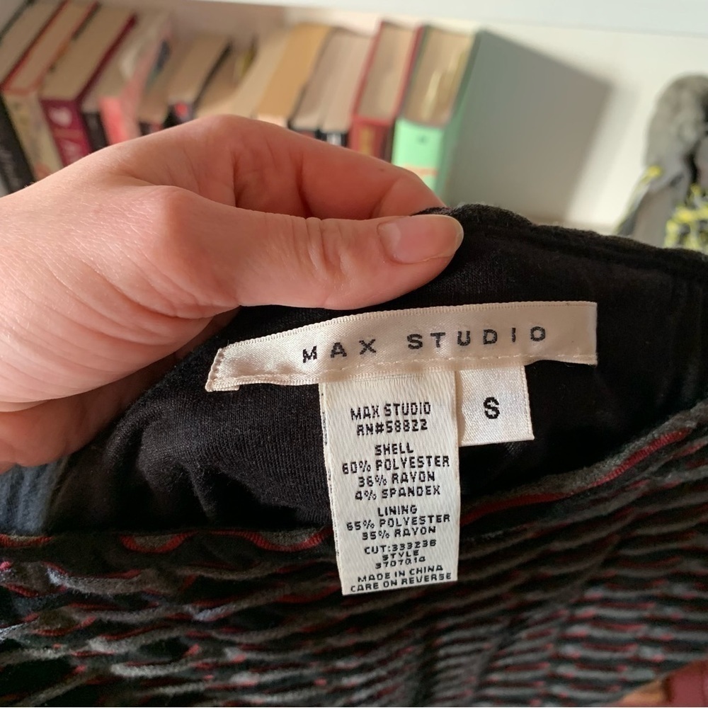 Max Studio Black, Red, And Gray Patterned Skirt S… - image 3